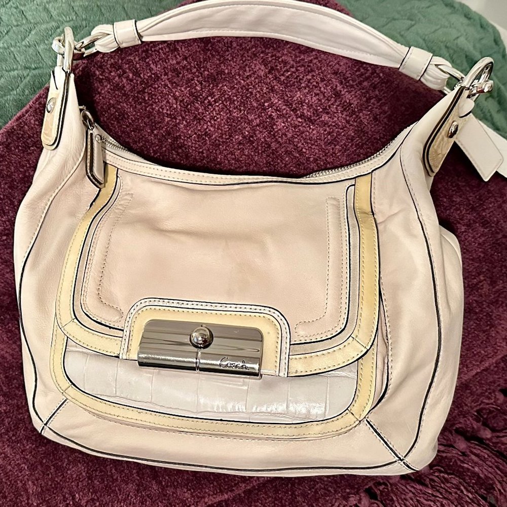 Coach White & Cream Slouch Purse